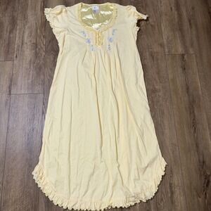 Kathie Lee collection women's yellow gown vintage‎ large with embroidered flower
